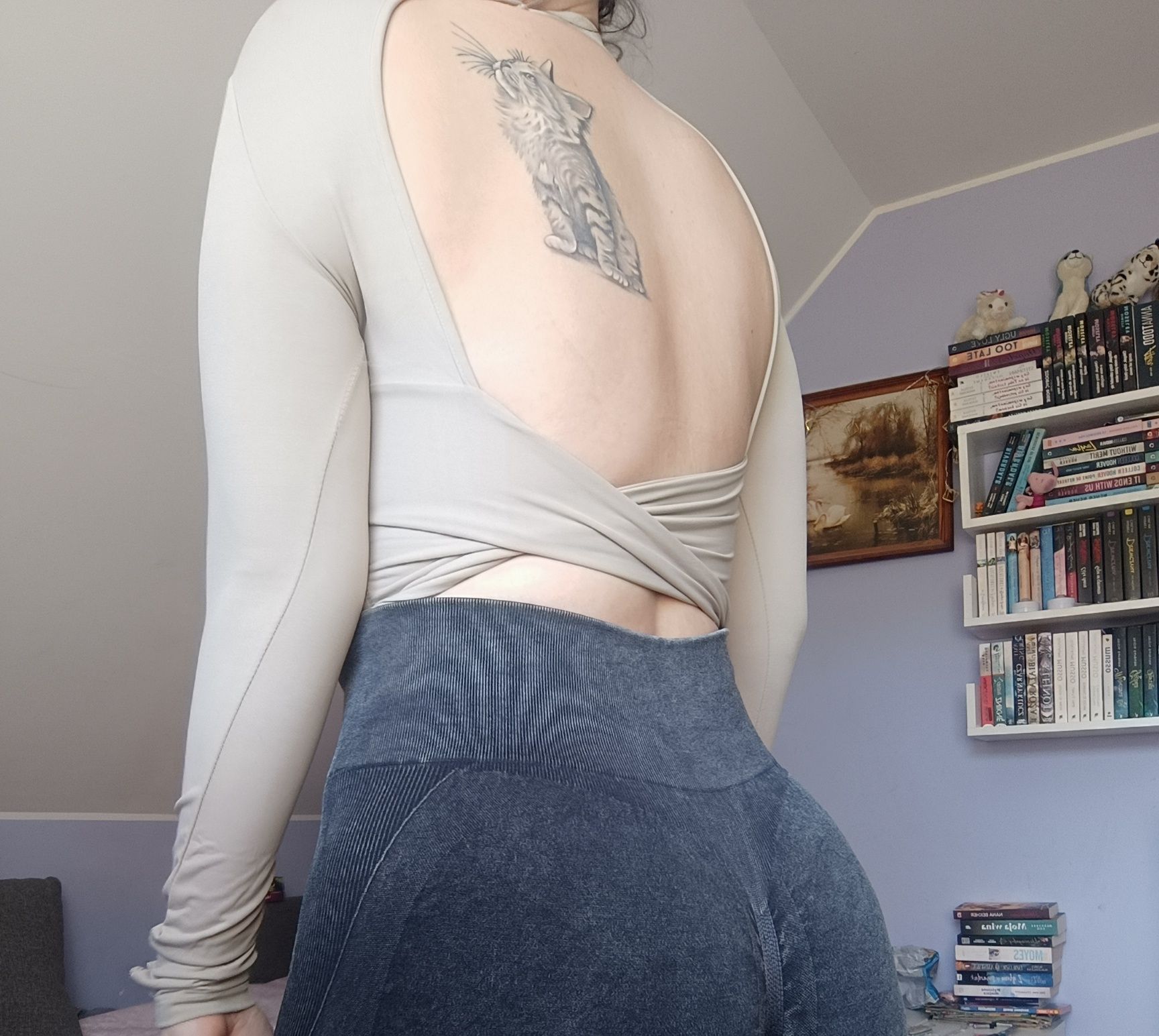 Top L odkryte plecy jasny sportowy
