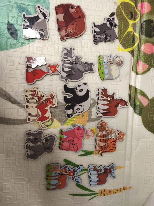 Пазли половинки, деревяні пазли,  мама і малюк, сортер, пазли вкладки