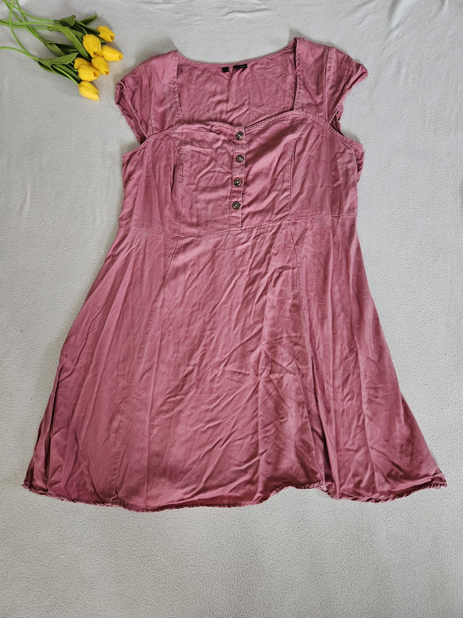 Różowa letnia sukienka Bodyflirt 48 Lyocell.