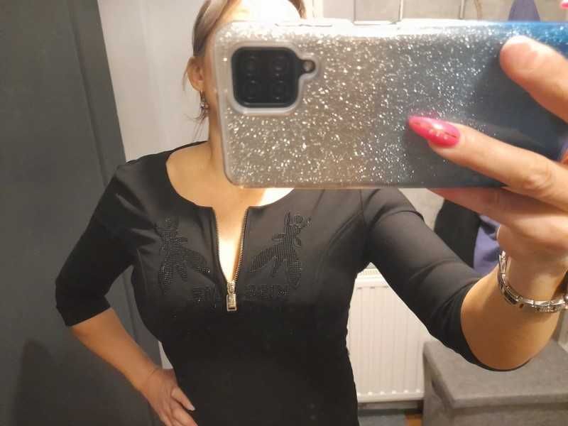 Patrizia Pepe sukienka czarna cyrkonie suwak S
