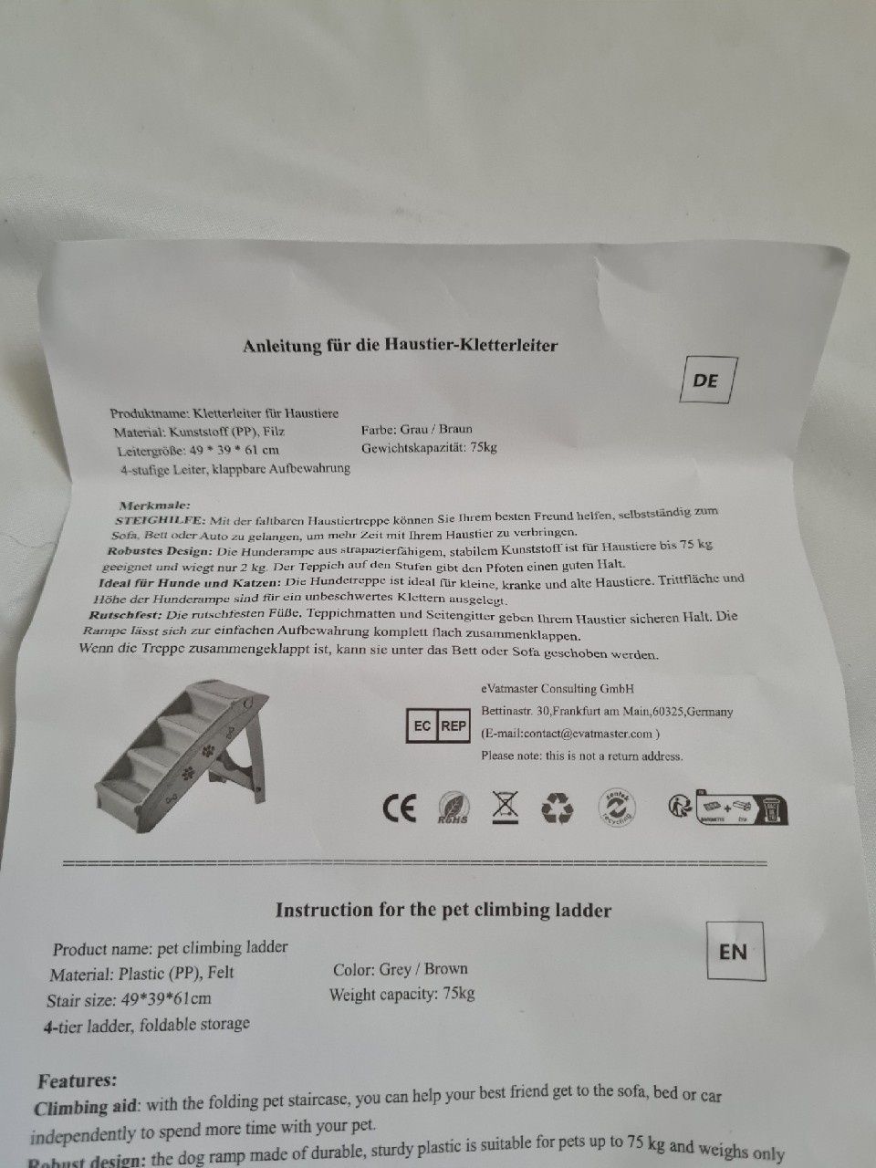 Składane schodki dla psa kota 4 stopnie schody dla zwierząt