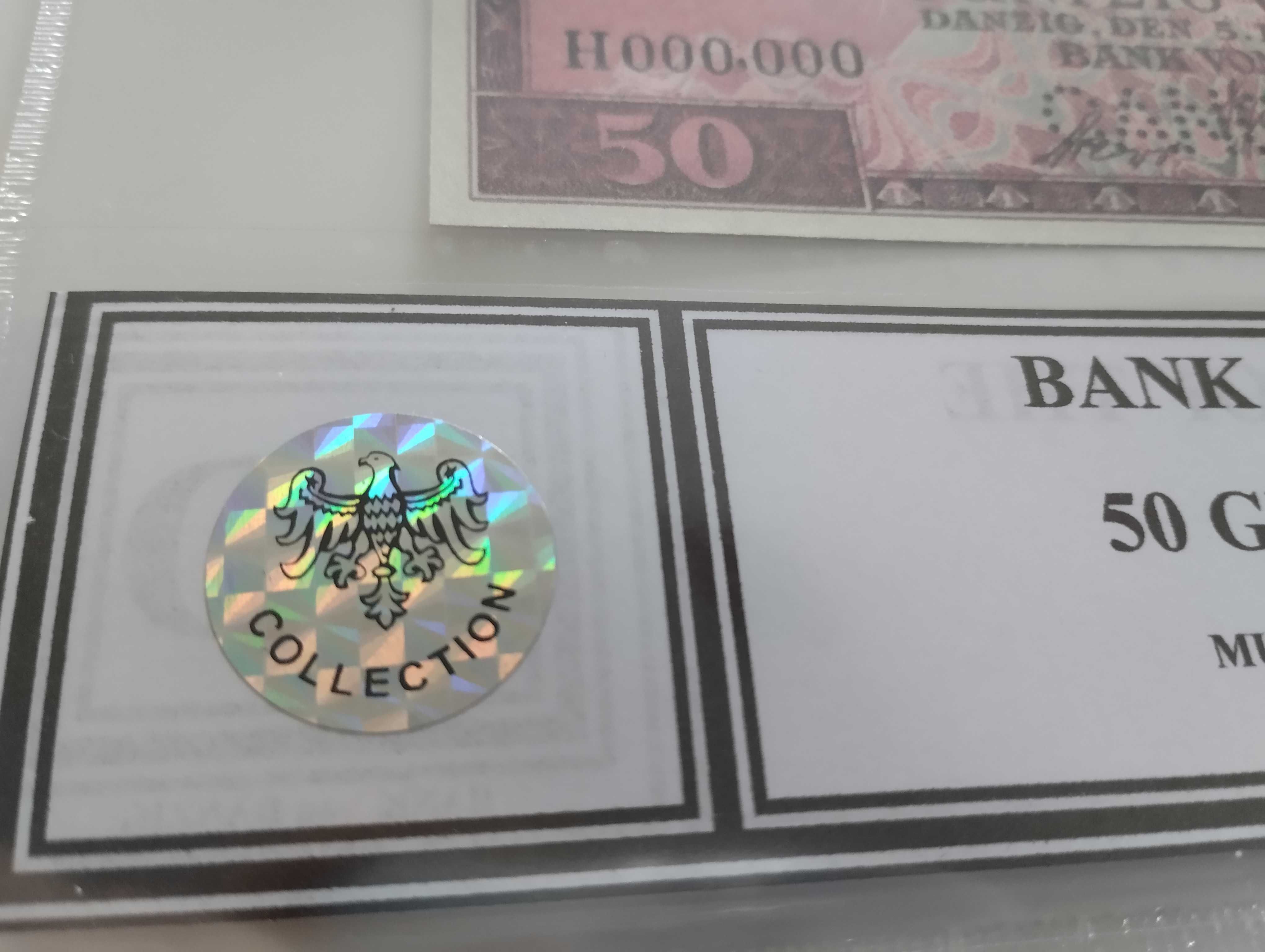 WOLNE MIASTO GDAŃSK 50 gulden 1937 UNC MUSTER seria H 000,000 DANZIG