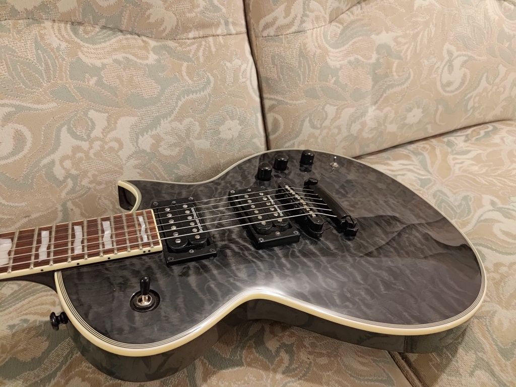 Gitara elektryczna ESP LTD EC-1000 Fishman Piezo QM STBLK / jak LesPau