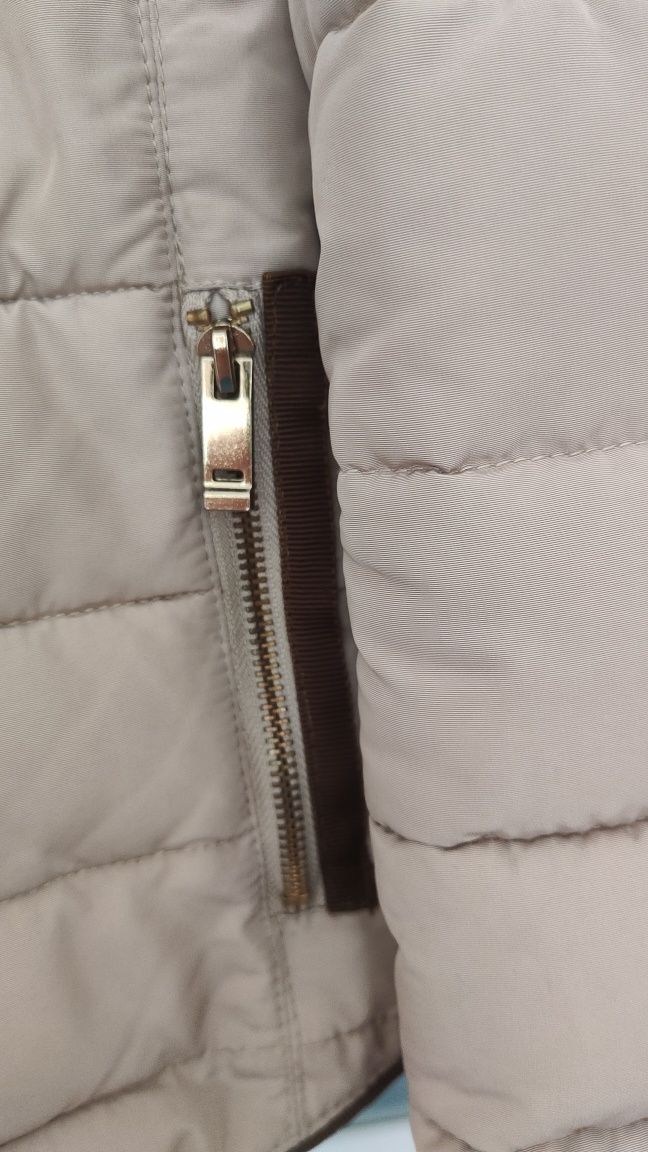 Kurtka ZARA XS 34 beżowa camel futerko przejściowa zimowa