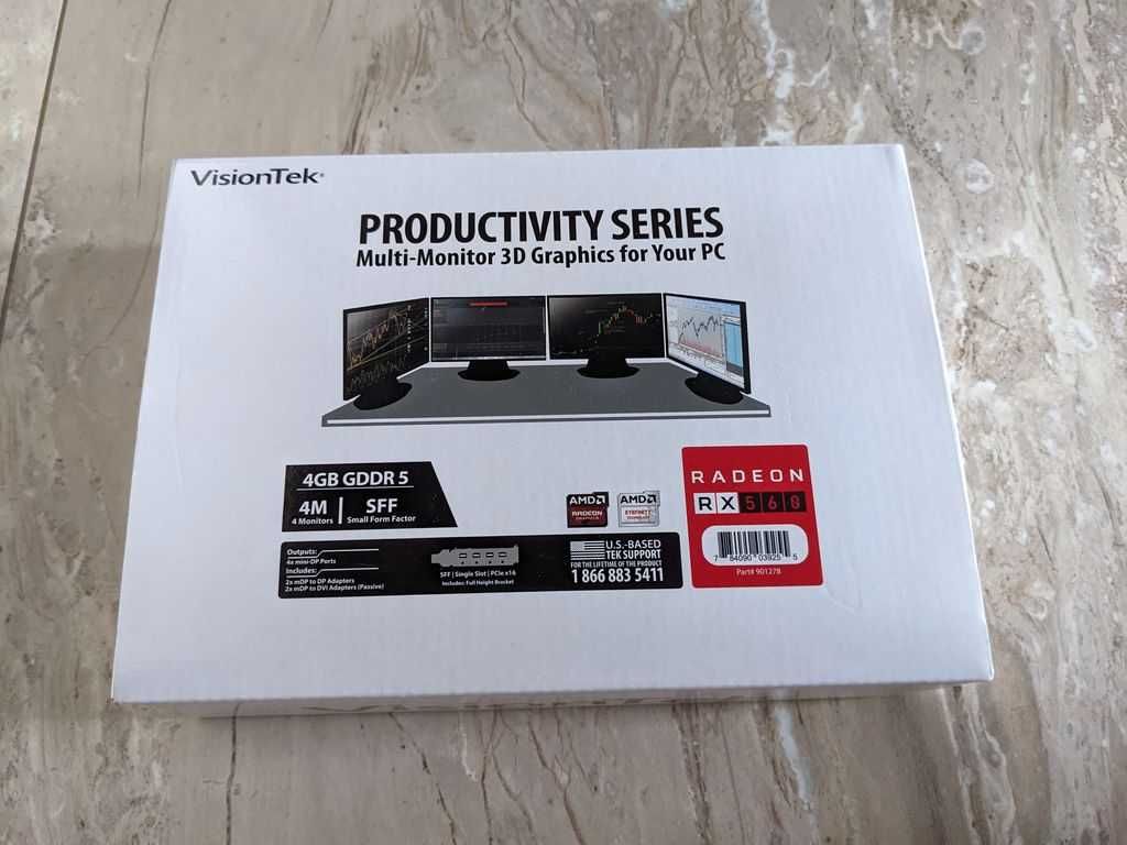 Відеокарта низькопрофільна на 4 монітори 4к VisionTek Radeon Rx560