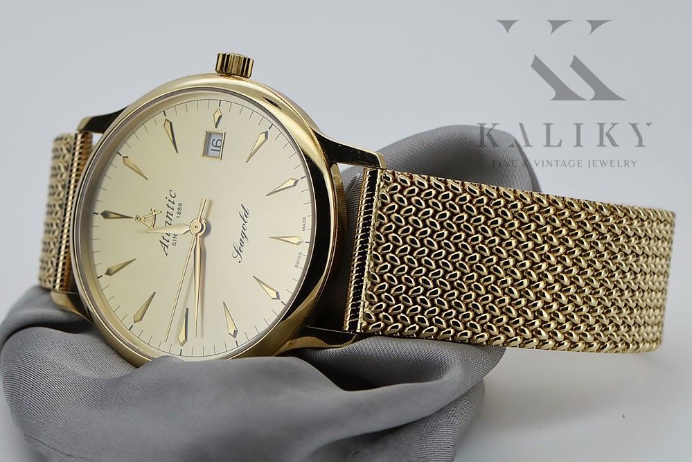 Złoty zegarek Atlantic 14k 585 z bransoletą męski mw003y&mbw014y Wawa