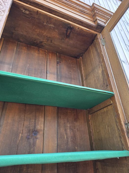 Neorenesansowy rzeźbiony kredens witryna jasna dąb #1932 Stylowy Węgró