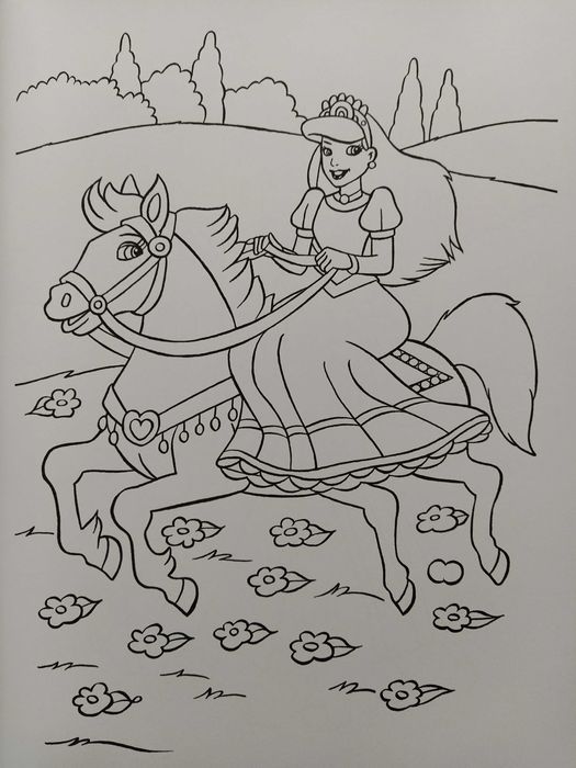 Bloco c/ 16 posters tam.A3 p/ colorir + autocolantes Princesas