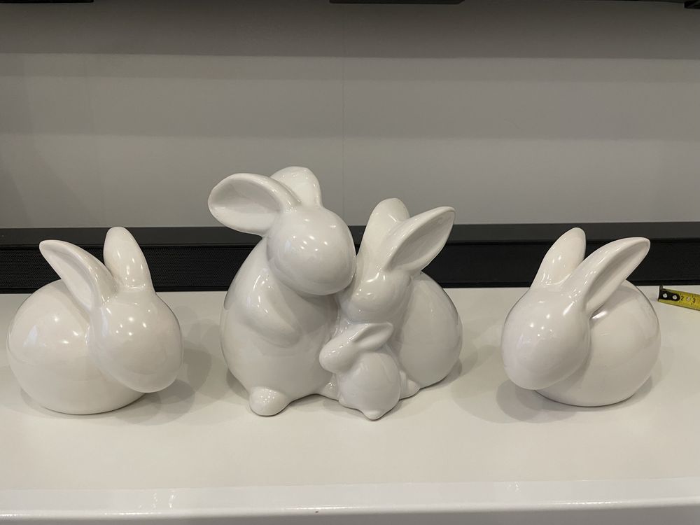 Zestaw 3 ceramicznych królików