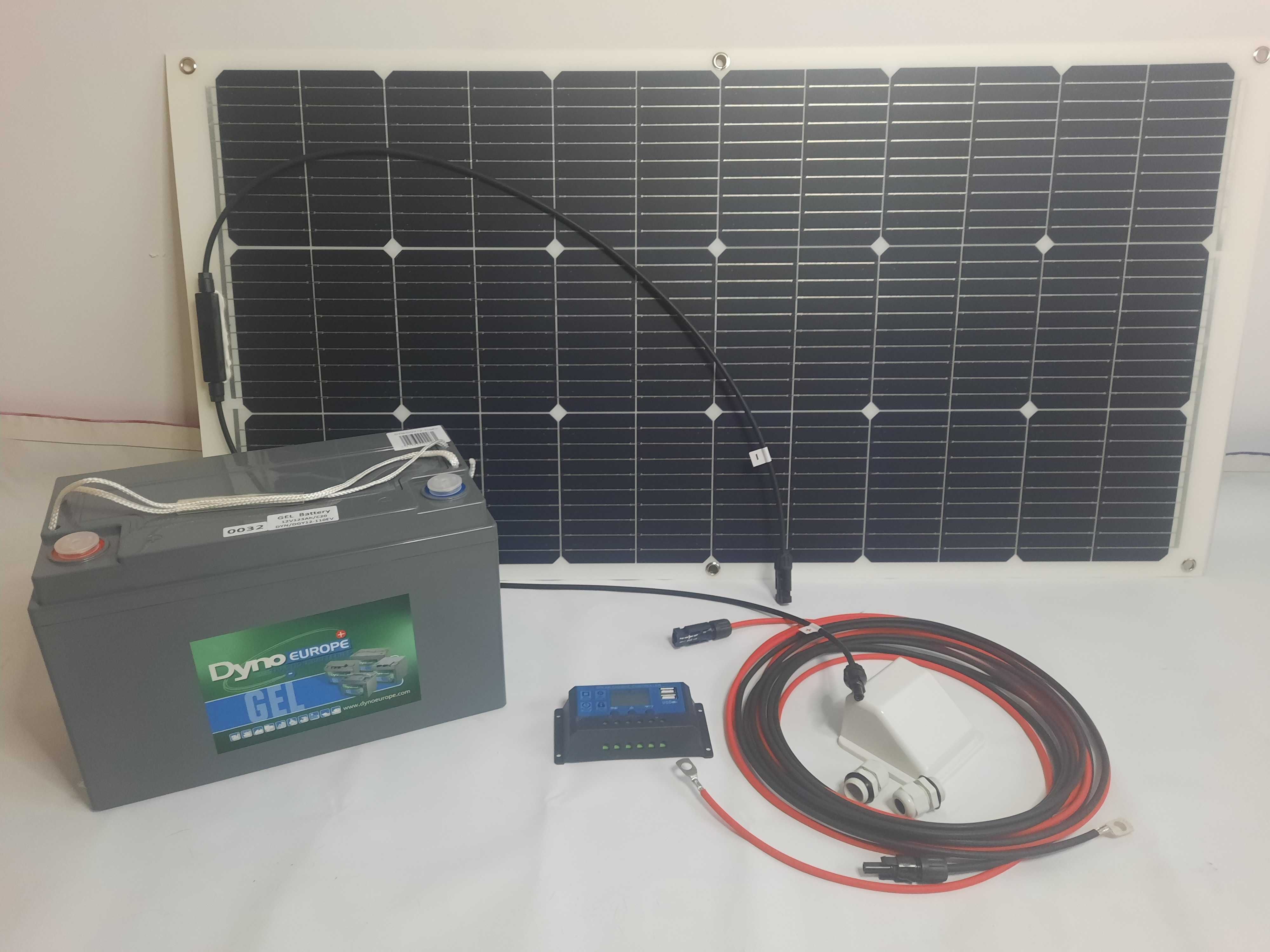 DYNOGEL 110ah Panel 100W elastyczny zestaw solar fotowoltaika