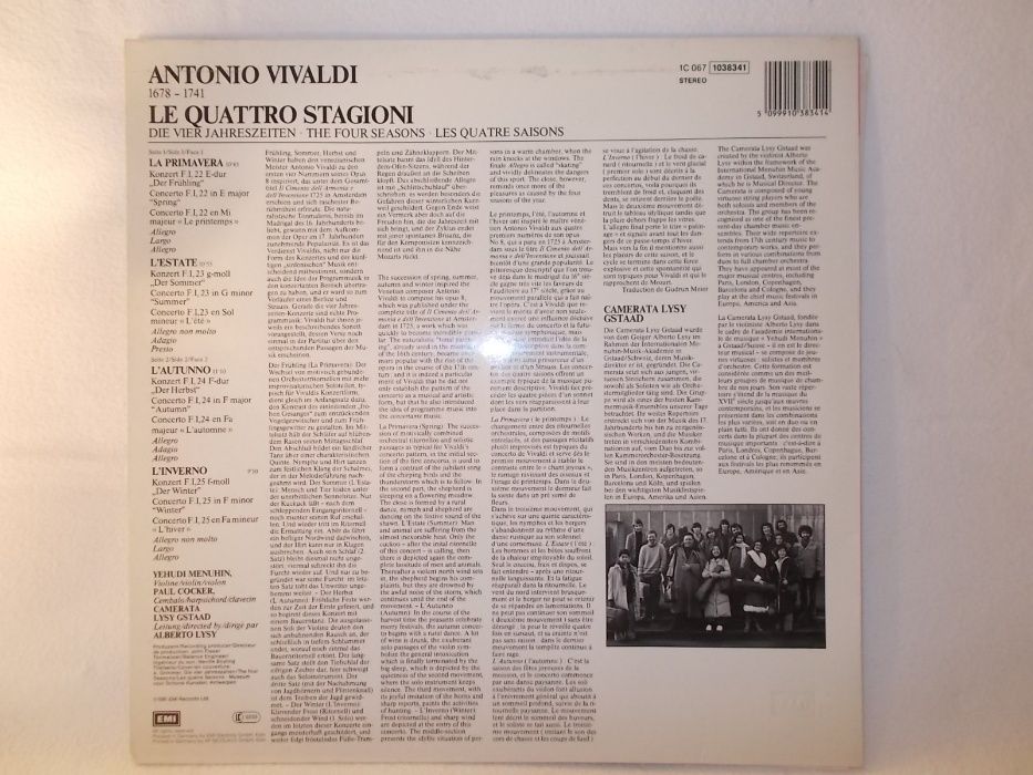 LP Yehudi Menuhin VIVALDI 4 pory roku,EMI 1981