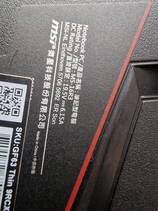 Laptop Gamingowy MSI GF63 Thin 9RCX