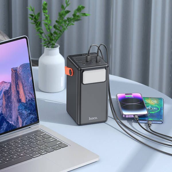 повербанк зі швидкою зарядкою 22.5W та ліхтарем 100000mAh HOCO J142