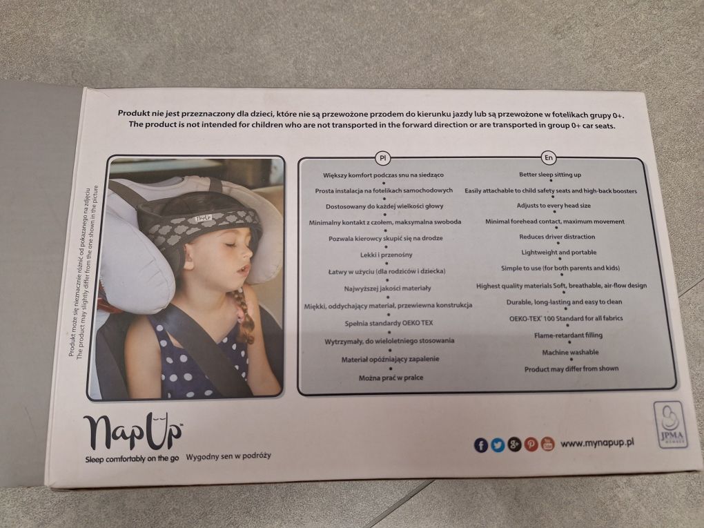 Nowy Napup Opaska Podtrzymująca Głowę W Foteliku Samochodowym siwa