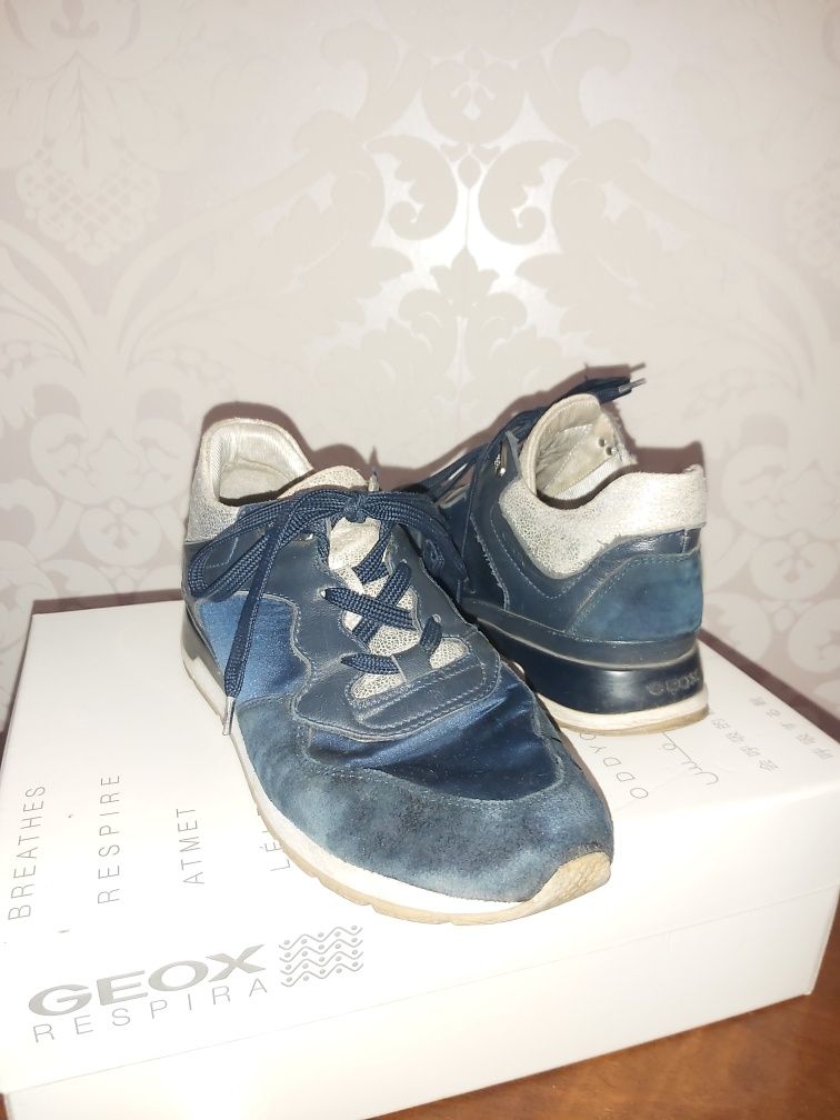 Sneakersy Geox 37 36 granatowe srebrne
