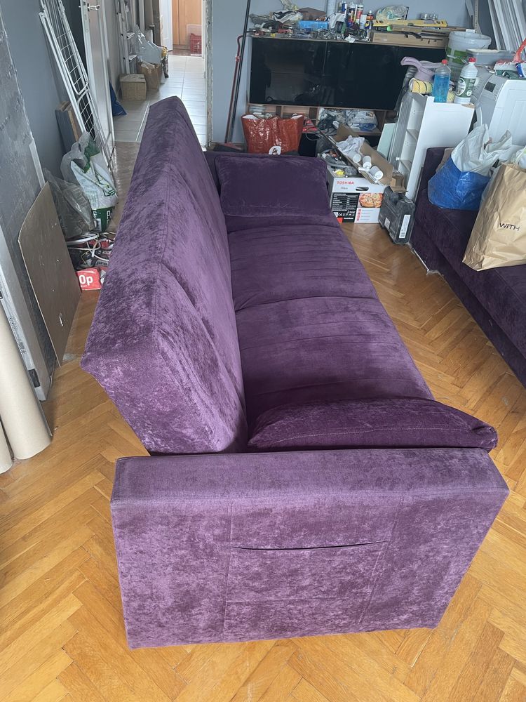 Rozkładana sofa kanapa fioletowa