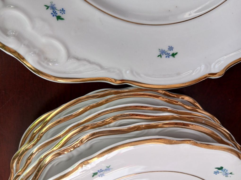 PRL komplet deserowy Wałbrzych 6 plus 1 Stara piękna porcelana