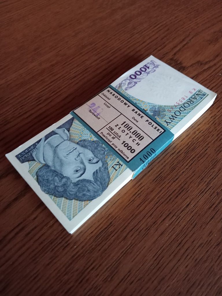 Paczka Banknotów 1000zł 1982r.