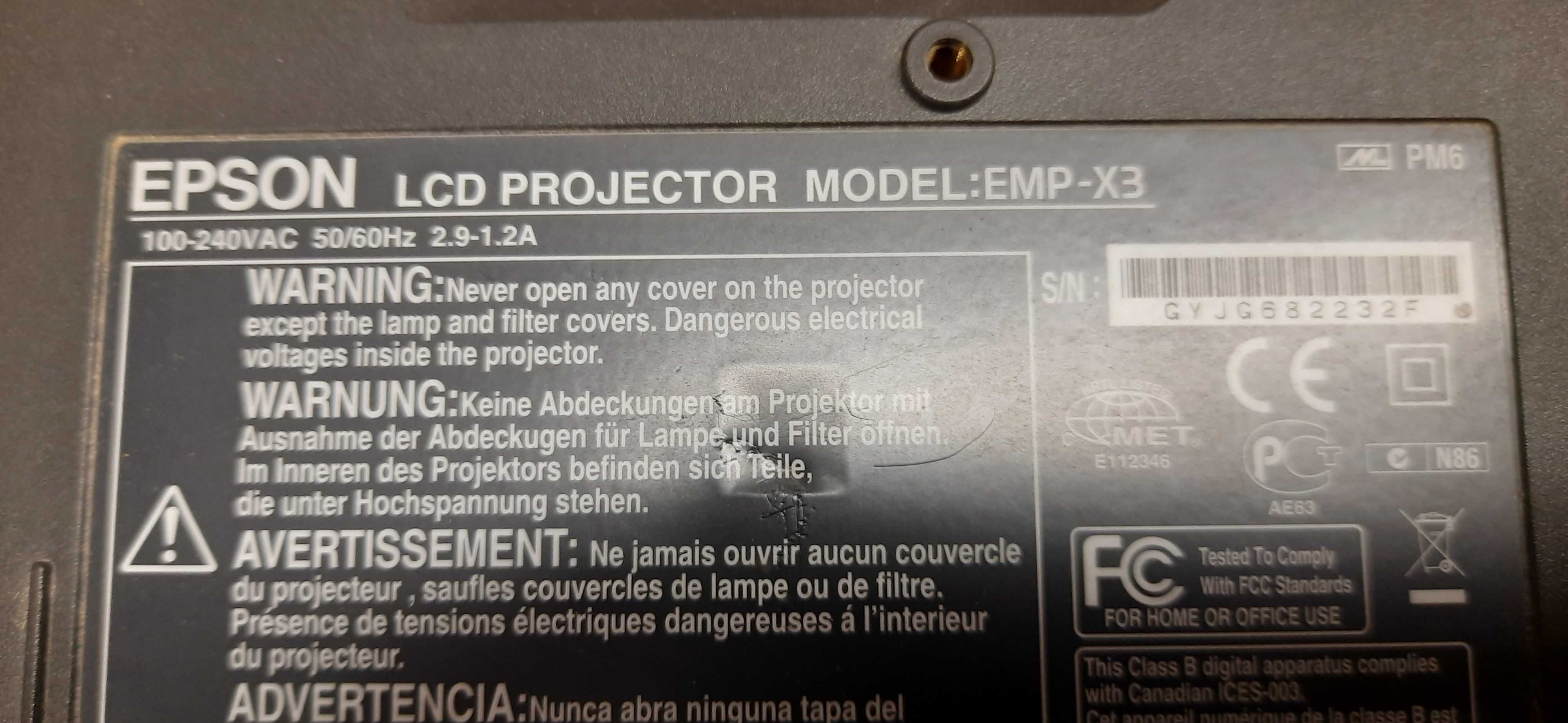 Rzutnik projector multimedialny Epson EMP-X3