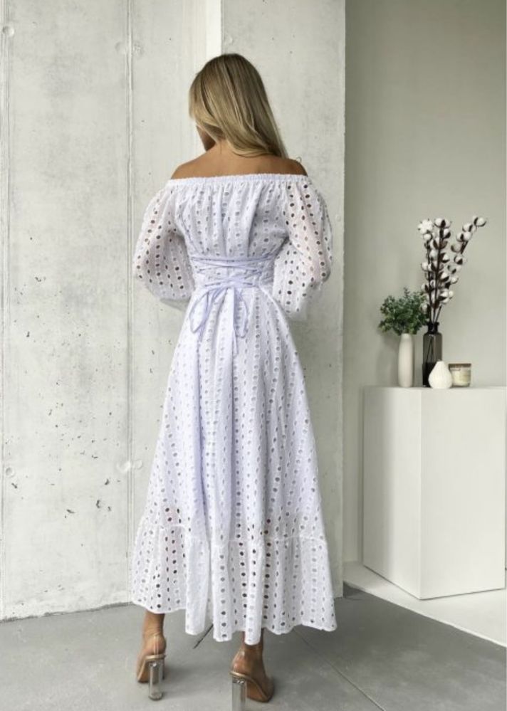 Стильна сукня з прошви міді білий колір в наявності