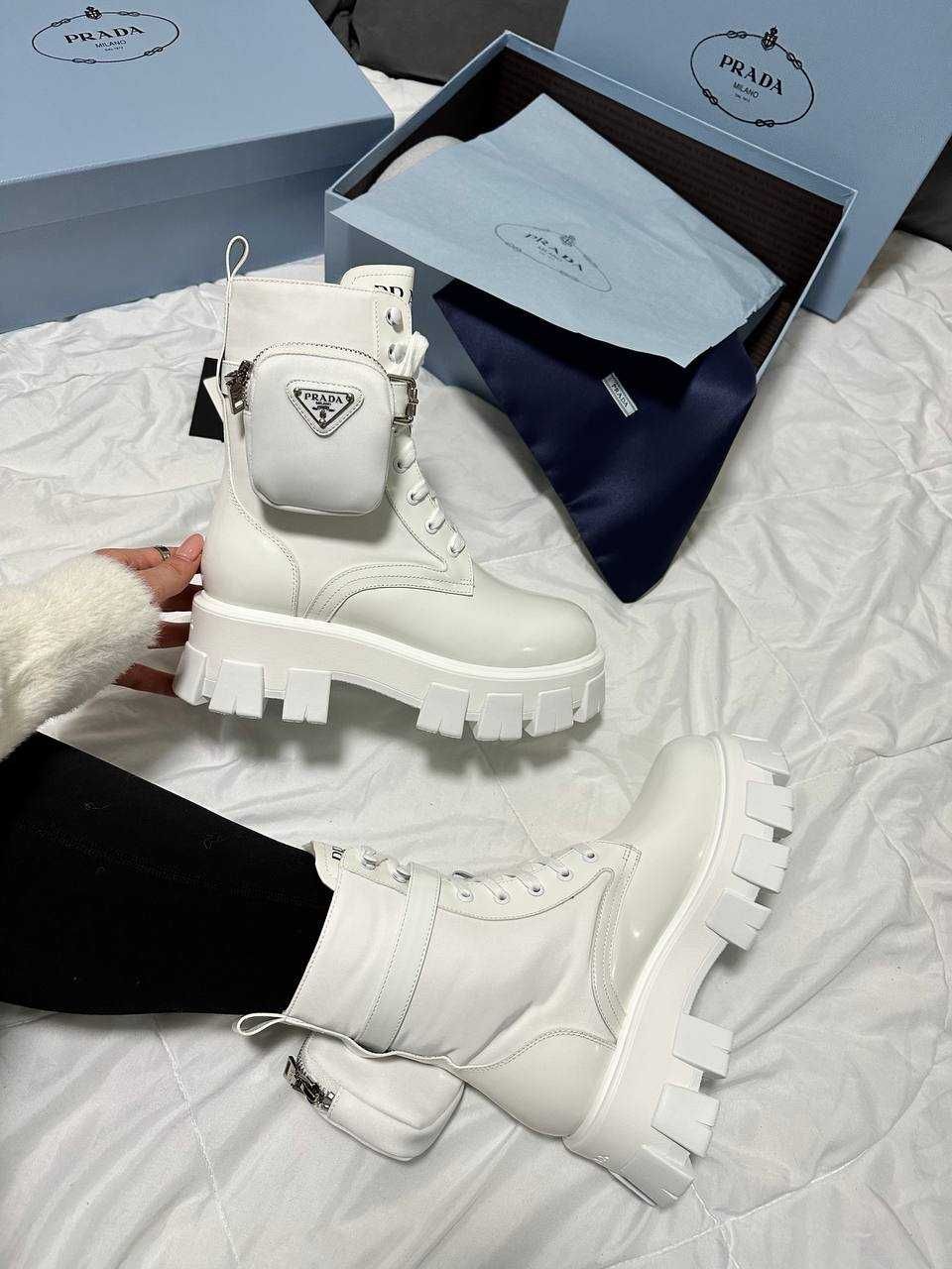 Prada Boots Premium Zip Pocket White 157
