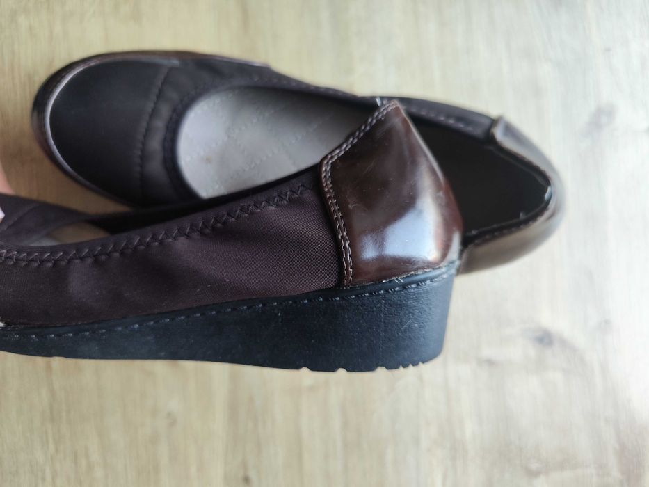 Brązowe wygodne balerinki baleriny damskie na koturnie 36 brąz