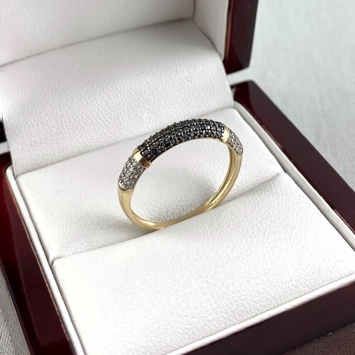ZŁOTY pierścionek dwa kolory cyrkonii PR. 585 (14K) rozmiar 19