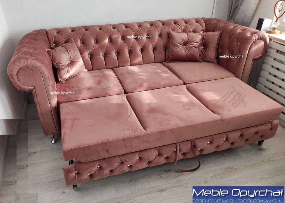 PRODUCENT zestawchesterfield sofa fotel pufa pikowana glamour NR.402