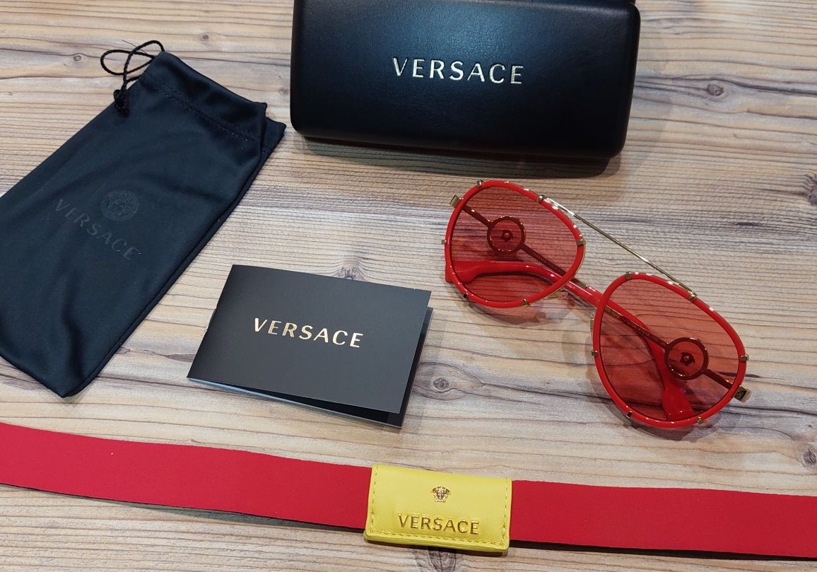 Яскраві червоні сонцезахисні окуляри 2232 від Versace! Оригинал!