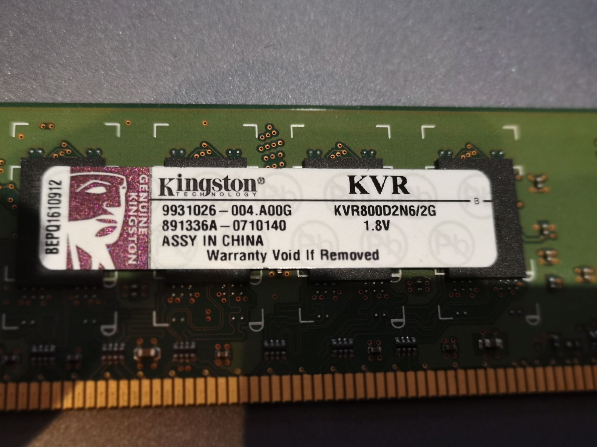 Kingston Pamięć ram  DDR2 2 GB 800MHz 1,8V KVR800D2N6/2G