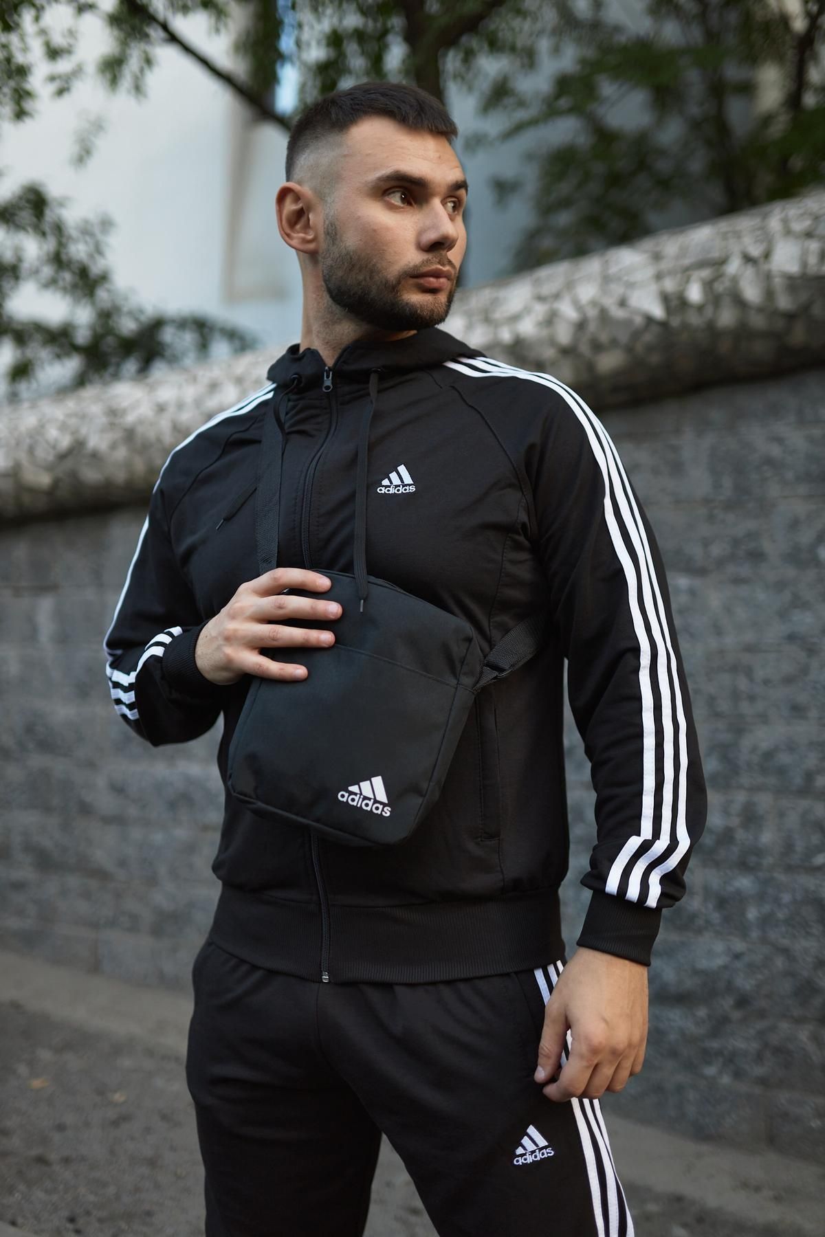 Костюм Adidas чорний + барсетка у подарунок