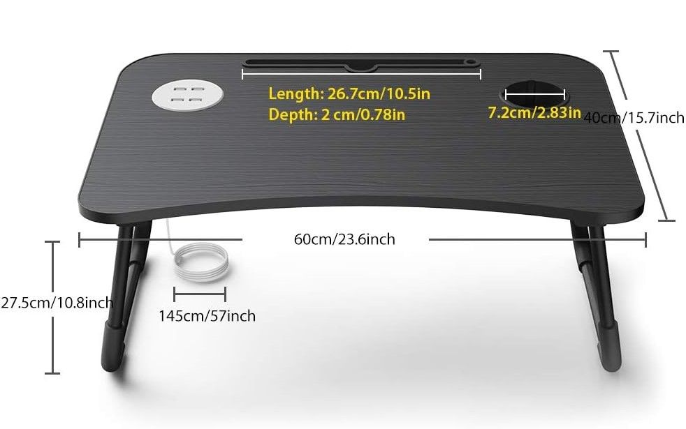 Stolik na laptopa 4 porty usb tablet szuflada uchwyt kubek