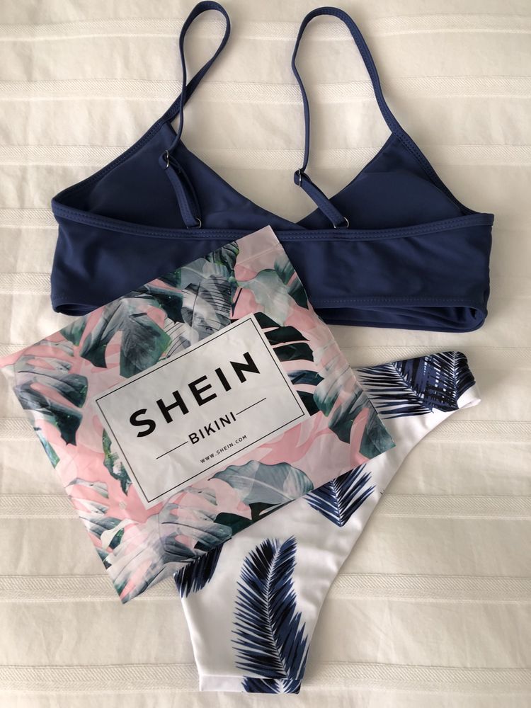 Bikini Shein tropical boho (tons de azul)