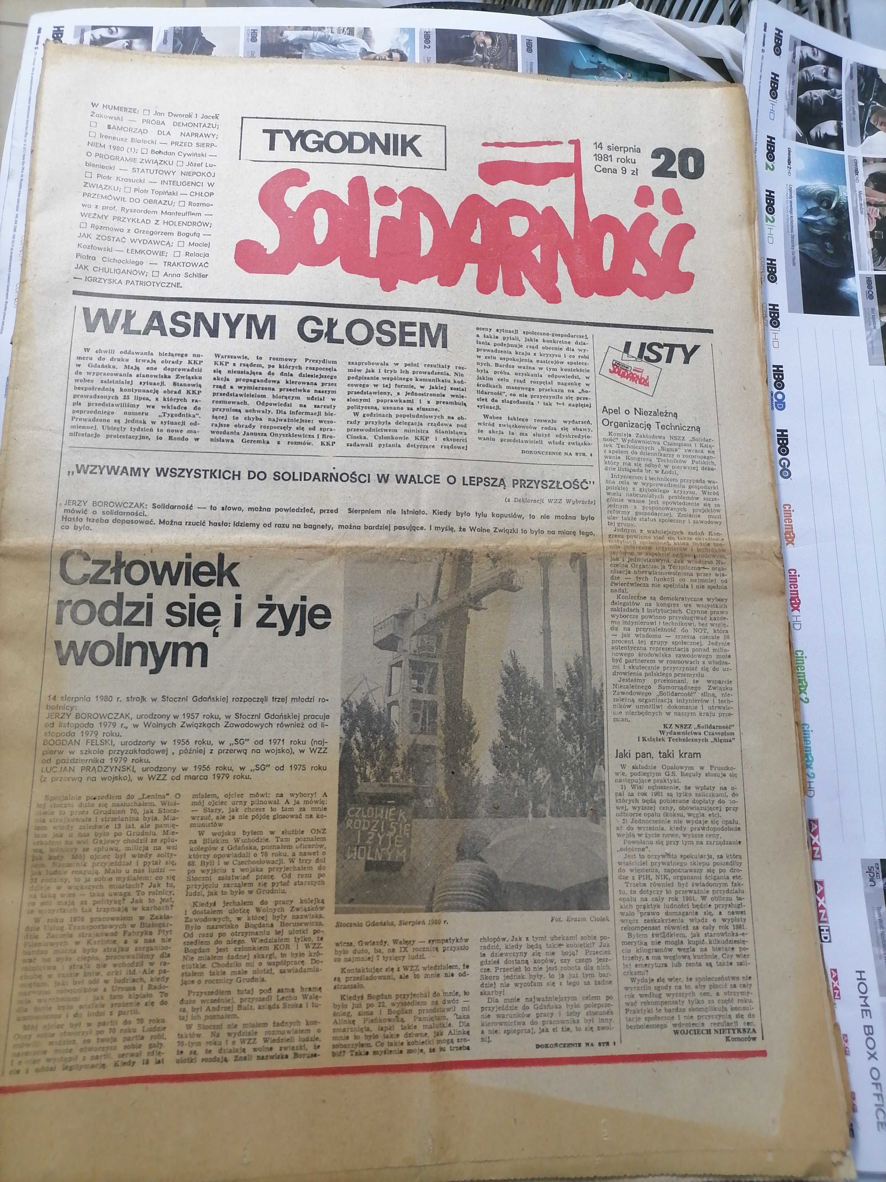 Tygodnik Solidarność pierwsze egzemplarze z 1981r i z 1989r