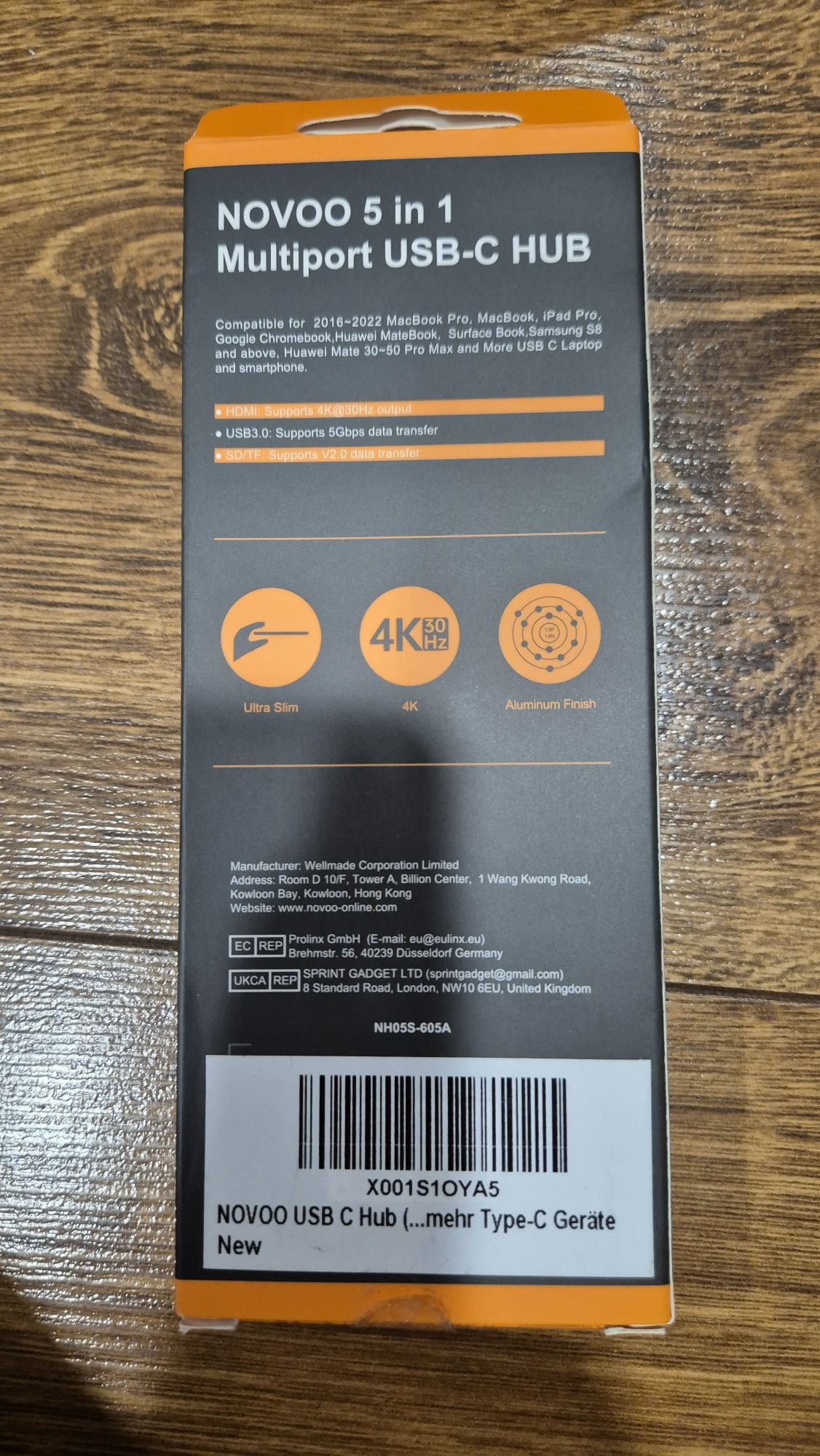 NOVOO USB C  Hub 5 в 1 HDMI 4k 2 порти USB