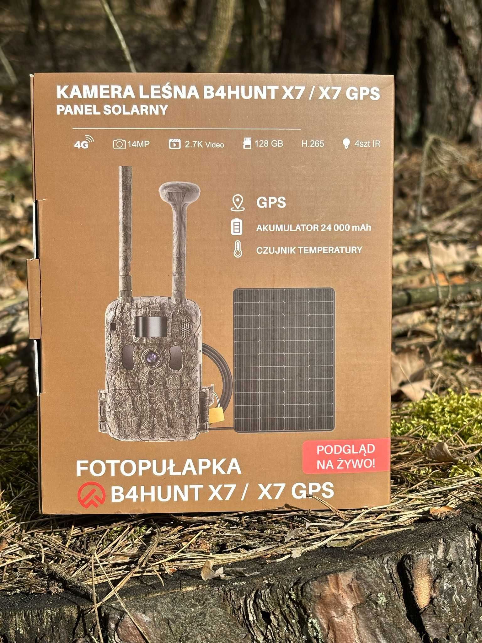 Fotopułapka B4HUNT X7 GPS +Panel solarny +24 000 mAh aku + karta 32 GB
