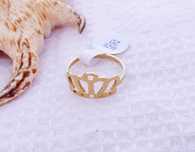 Anel aço inoxidável dourado com coroa