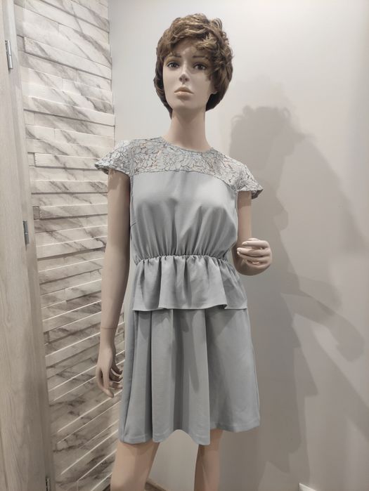 Szara sukienka na krótki rękaw H&M 38