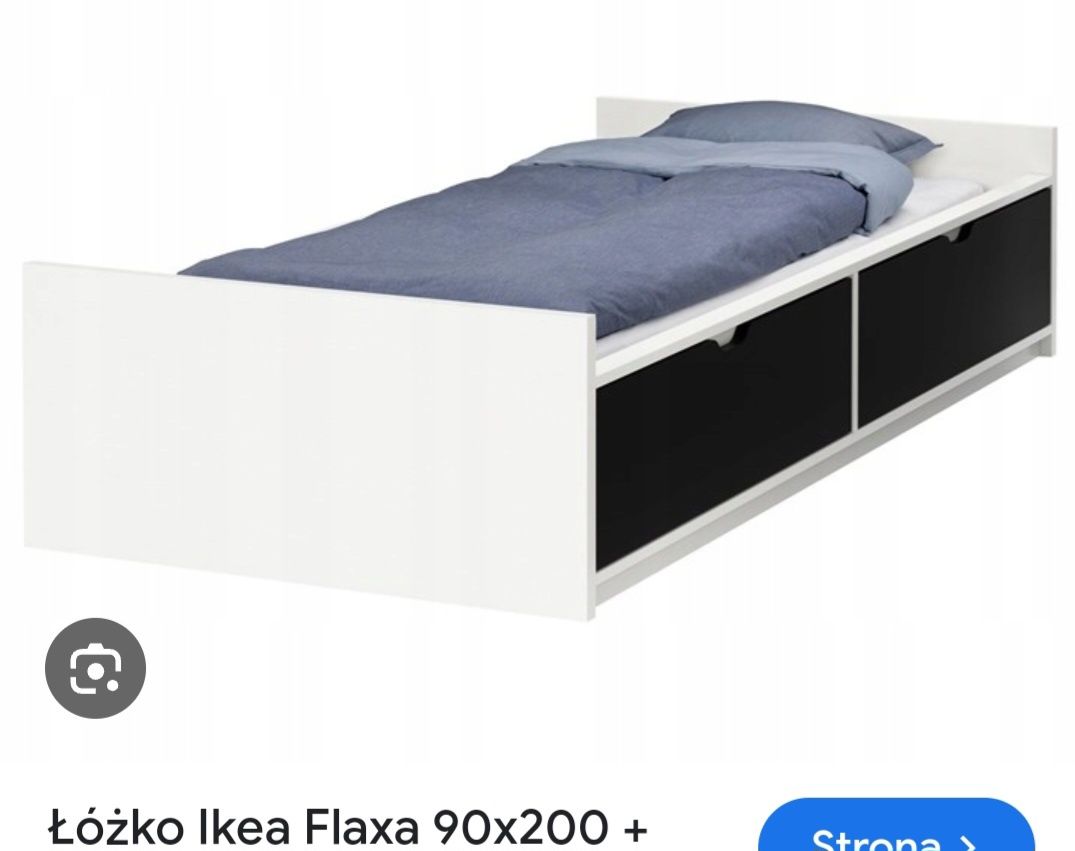 Łóżko Ikea Flaxa 90x200 z pojem. + dnem z listew +materac Hamarvik