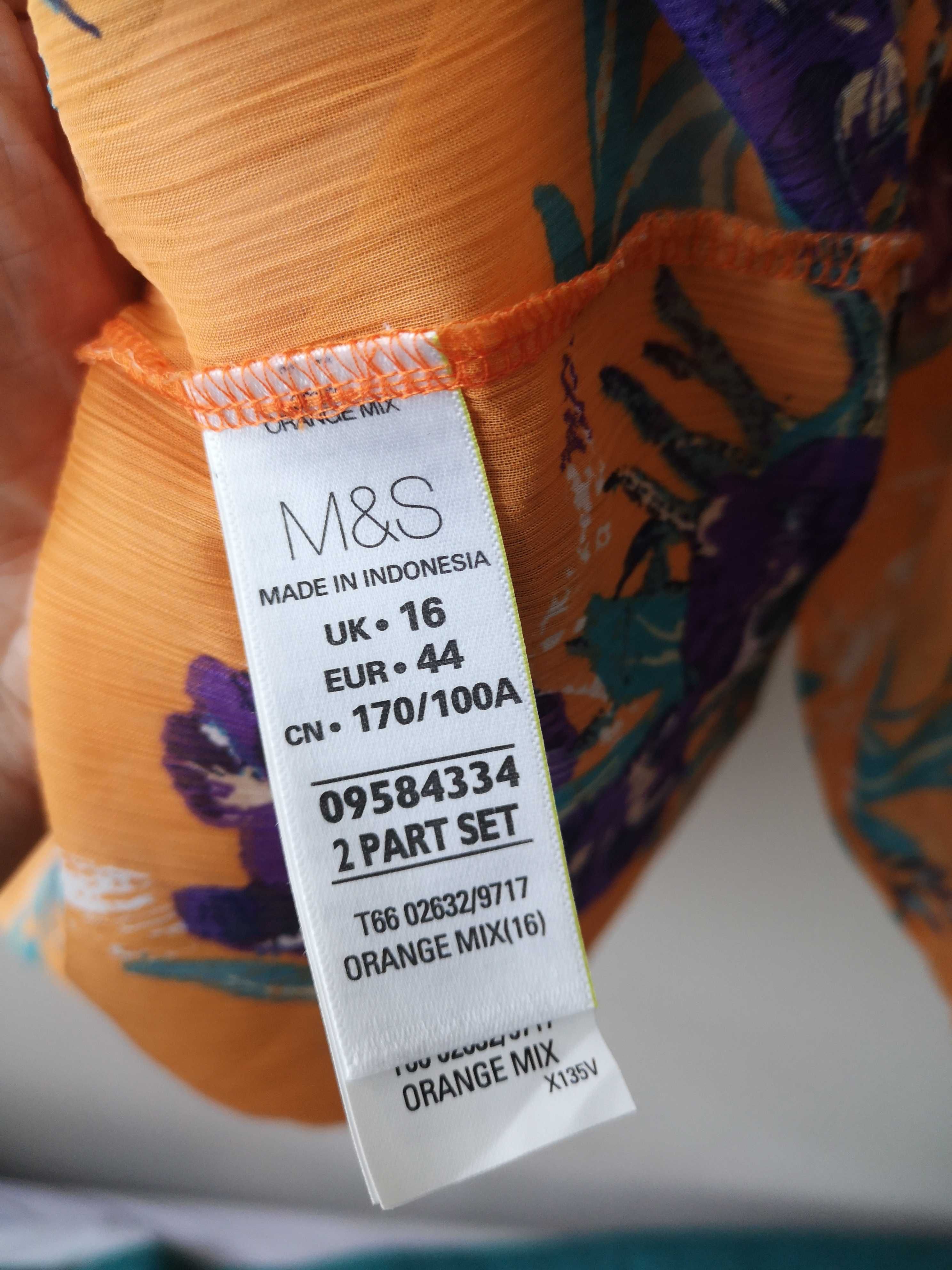 Pomarańczowa bluzka w kwiatki Marks Spencer rozmiar 44