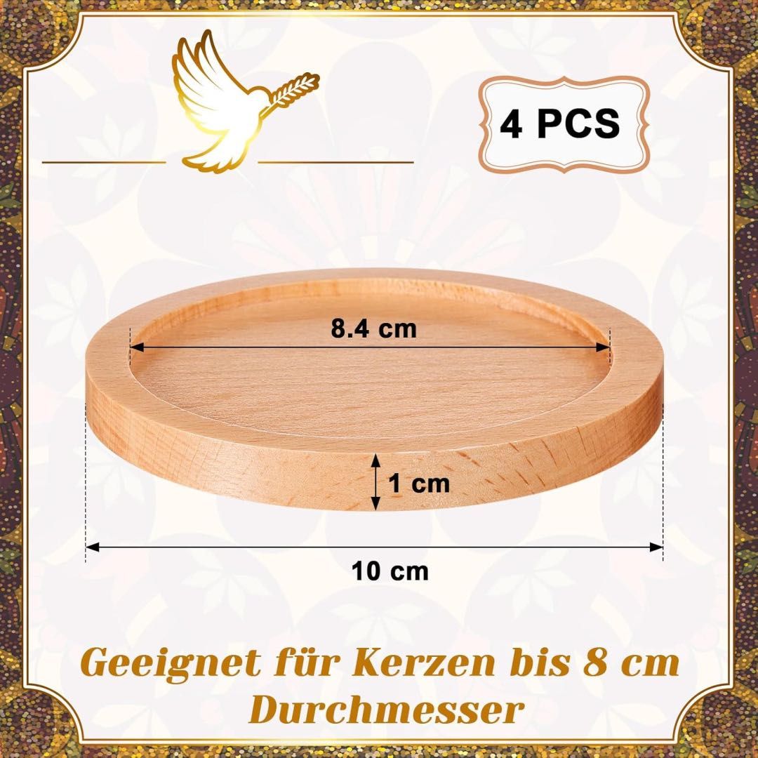Zonon 4 sztuki drewniane tace na świece okrągłe 8 cm, podstawka taca