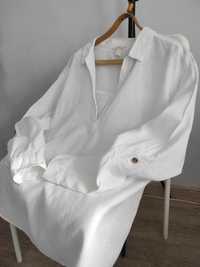 H&M біла сорочка белая льняная оверсайз рубашка