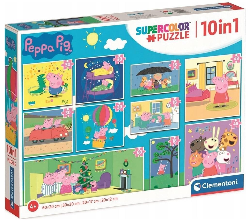 Puzzle 10w1 Super Kolor Świnka Peppa, Clementoni