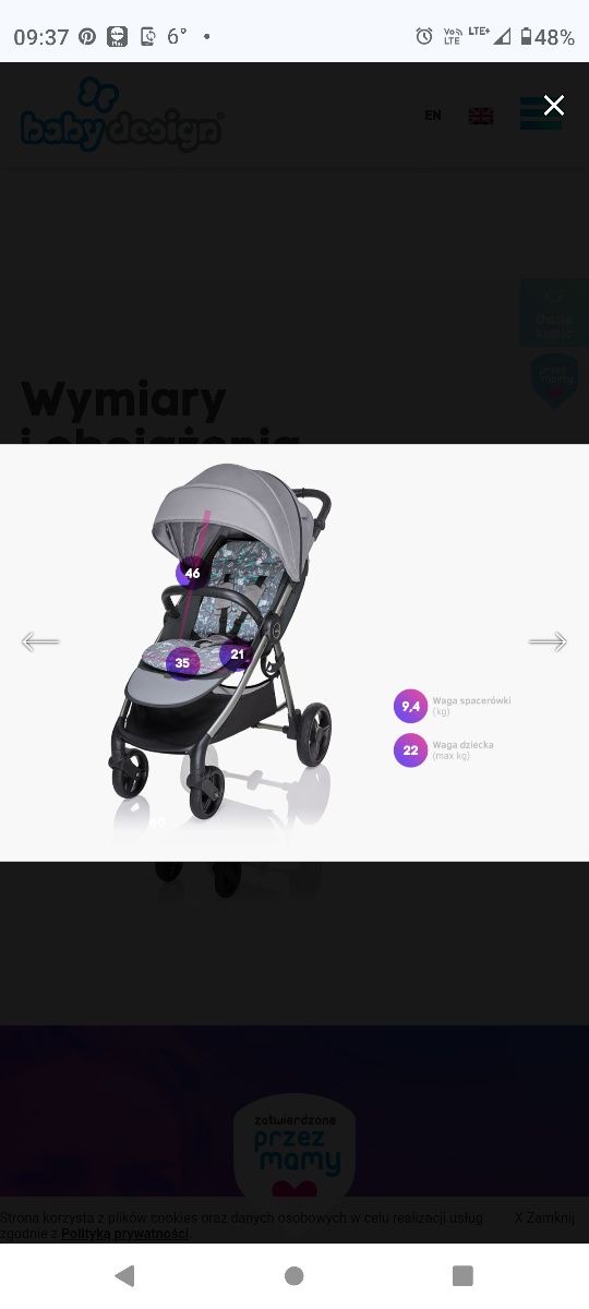 Wózek spacerowy baby design wave spacerówka