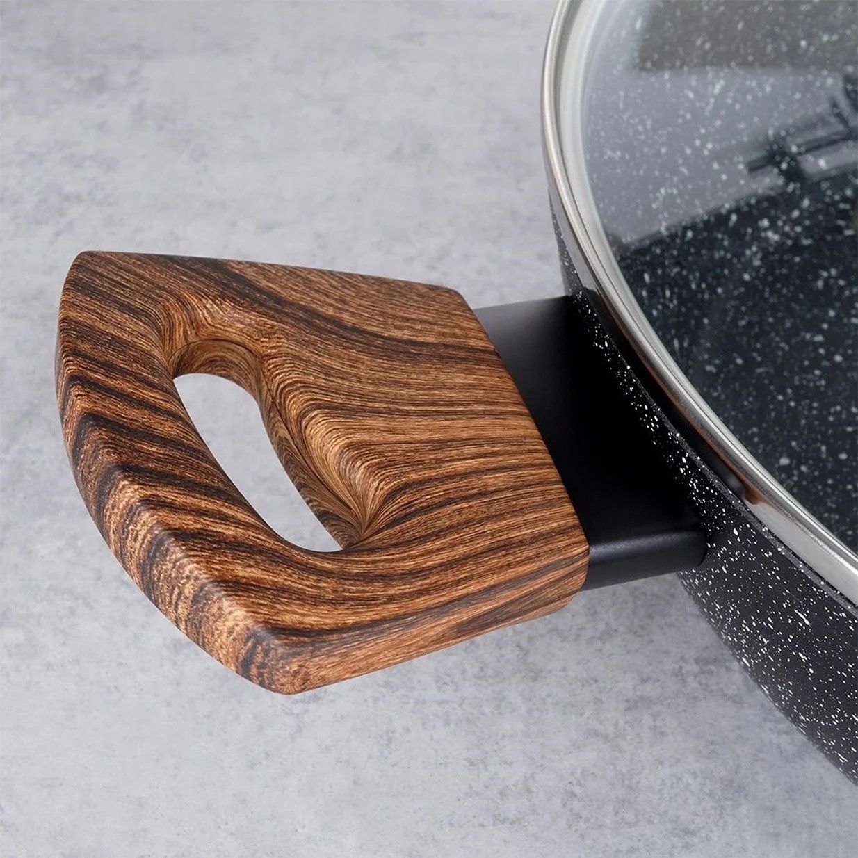 Patelnia Granitowa Z Pokrywką Do Smażenia Duszenia Niski Rondel 28 cm
