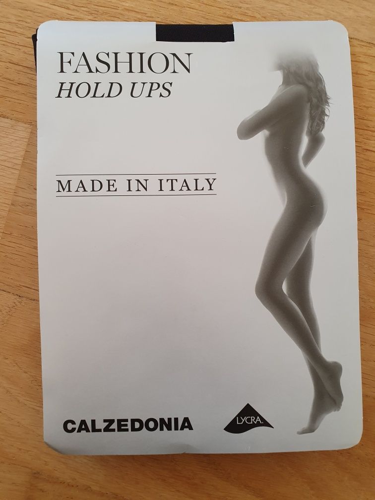 Pończochy samonośne Calzedonia s/m czarne w kropki 30 den