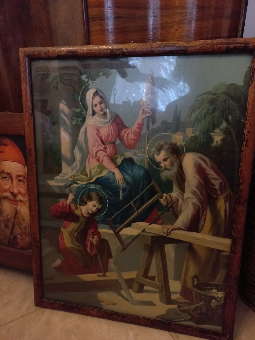Obraz z rodziną świętą pracowitość antyk