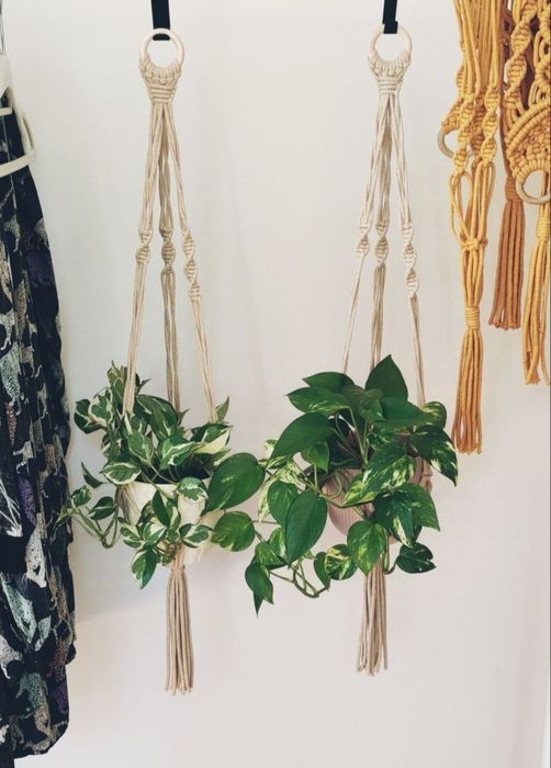 Makrama handmade komplet kwietników ciepły beż