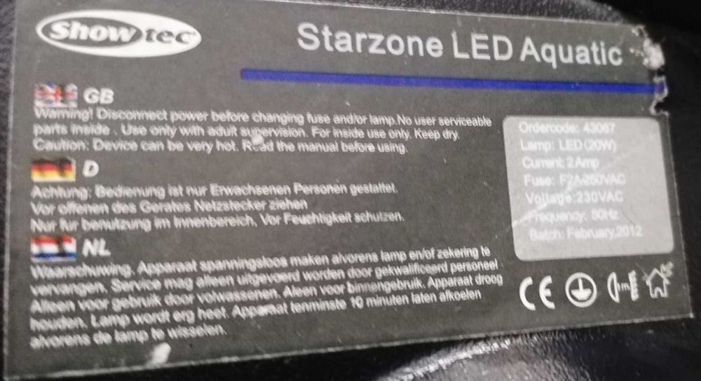 Projektor LED efekt wody ShowTec Aquatic