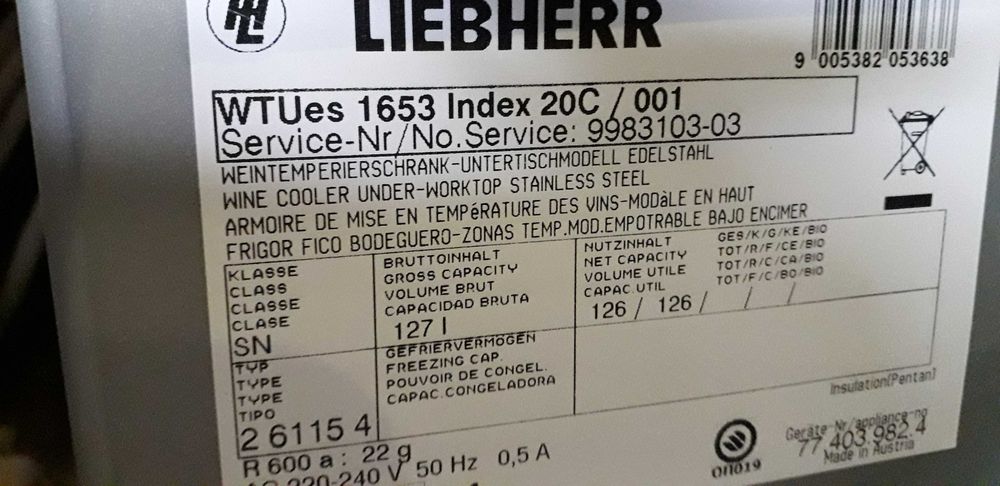 Sprzedam lodówkę LIEBHERR Vinidor